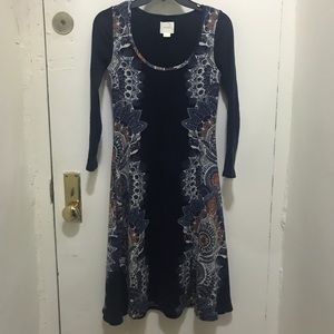 Anthropologie Maeve blue paisley wool dress xs